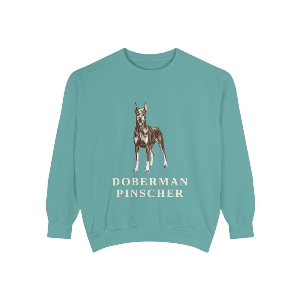 doberman-pinscher-sweatshirt-seafoam Doberman Pinscher Sweatshirt, Seafoam, front view