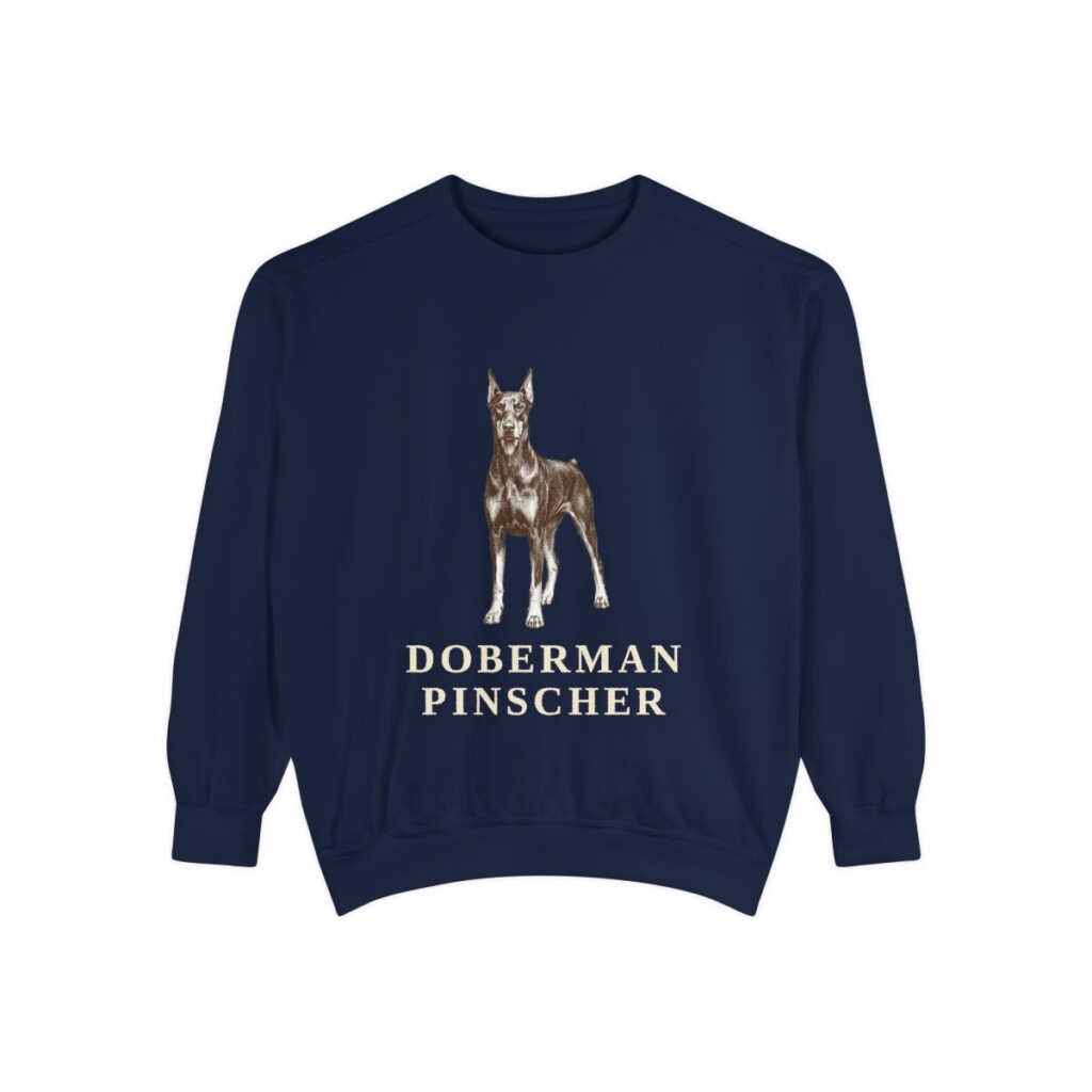 doberman-pinscher-sweatshirt-true-navy Doberman Pinscher Sweatshirt, True Navy, front view