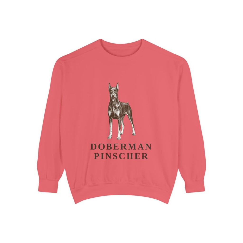 doberman-pinscher-sweatshirt-watermelon Doberman Pinscher Sweatshirt, Watermelon, front view