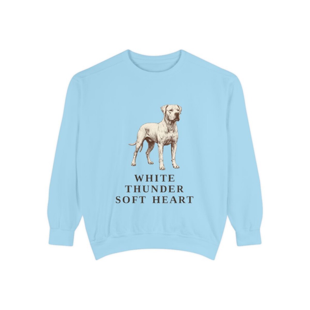 dogo-argentino-sweatshirt-humor-chambray Dogo Argentino Humor Sweatshirt, Chambray, front view