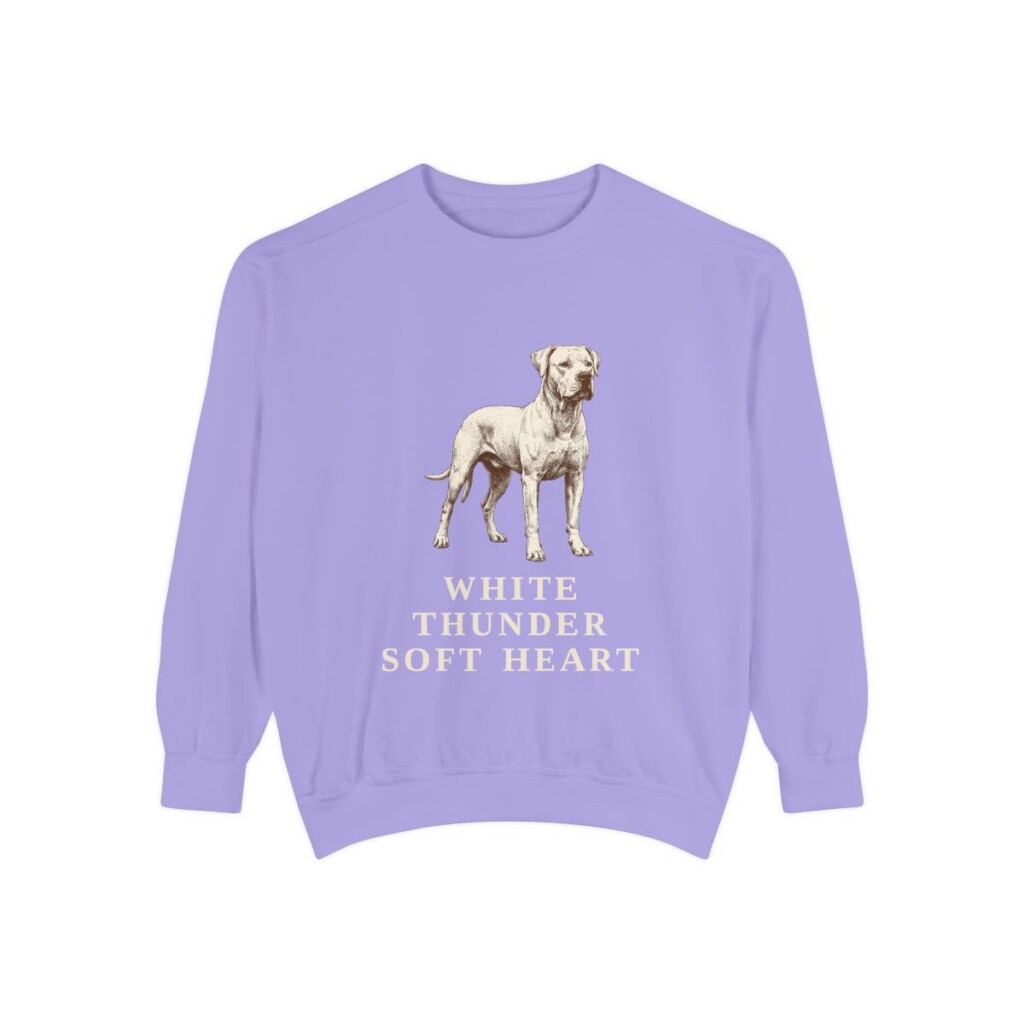 dogo-argentino-sweatshirt-humor-violet Dogo Argentino Humor Sweatshirt, Violet, front view