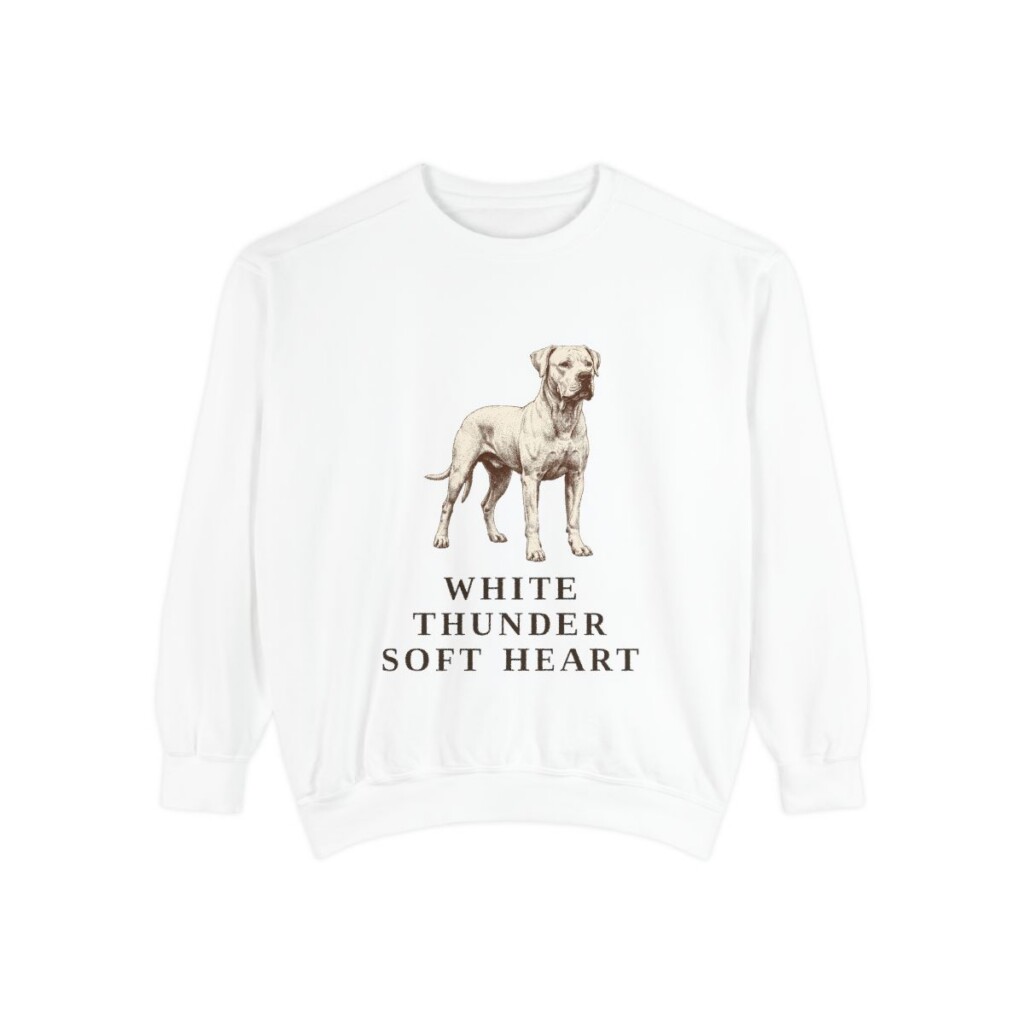 dogo-argentino-sweatshirt-humor-white Dogo Argentino Humor Sweatshirt, White, front view