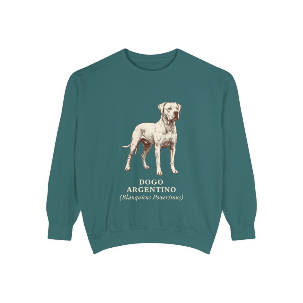 Dogo Argentino Latin Sweatshirt, Blue Spruce, front view