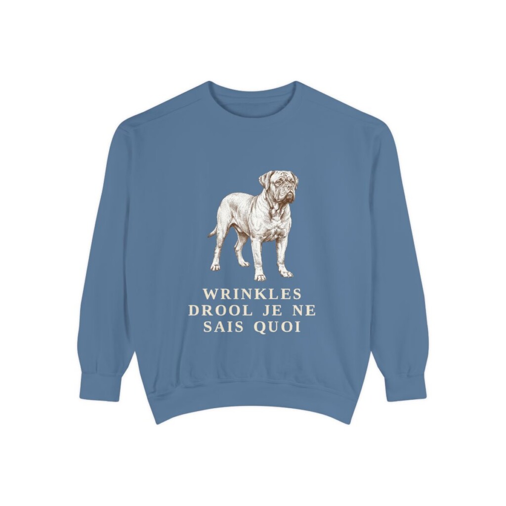 Dogue de Bordeaux Humor Sweatshirt, Blue Jean, front view
