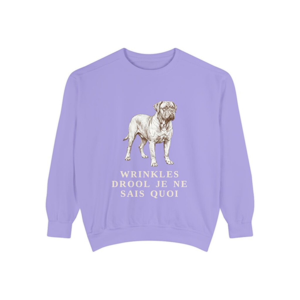 Dogue de Bordeaux Humor Sweatshirt, Violet, front view