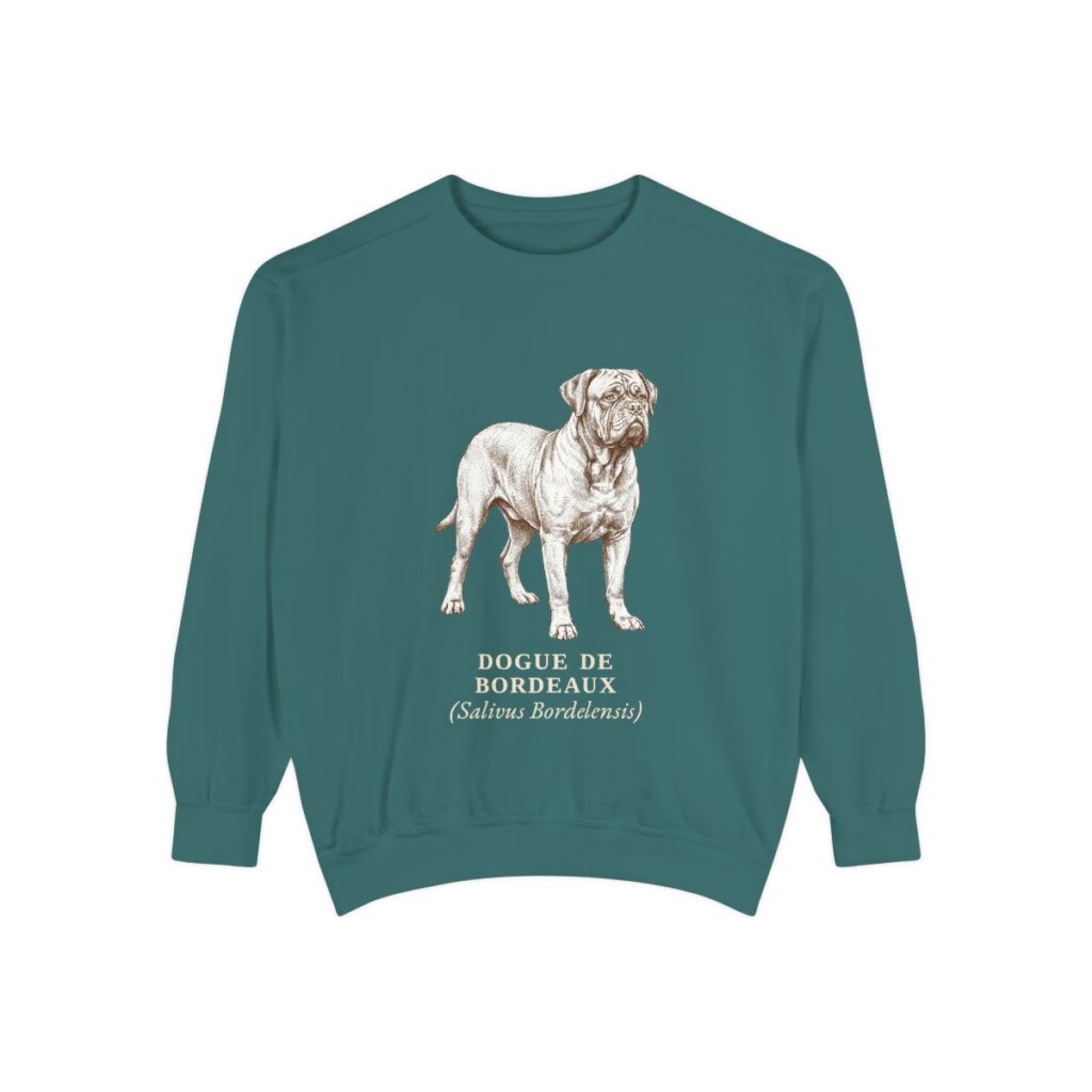 dogue-de-bordeaux-sweatshirt-latin-blue-spruce Dogue de Bordeaux Latin Sweatshirt, Blue Spruce, front view