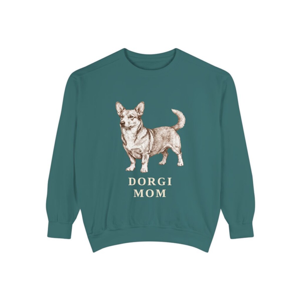 Dorgi Mom Sweatshirt, Blue Spruce, front view
