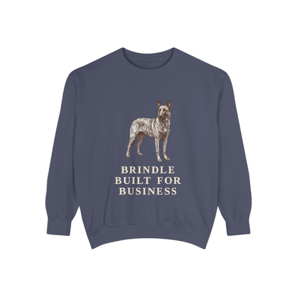 Dutch Shepherd Humor Sweatshirt, Denim, front view