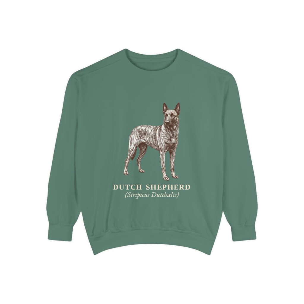 dutch-shepherd-sweatshirt-latin-light-green Dutch Shepherd Latin Sweatshirt, Light Green, front view