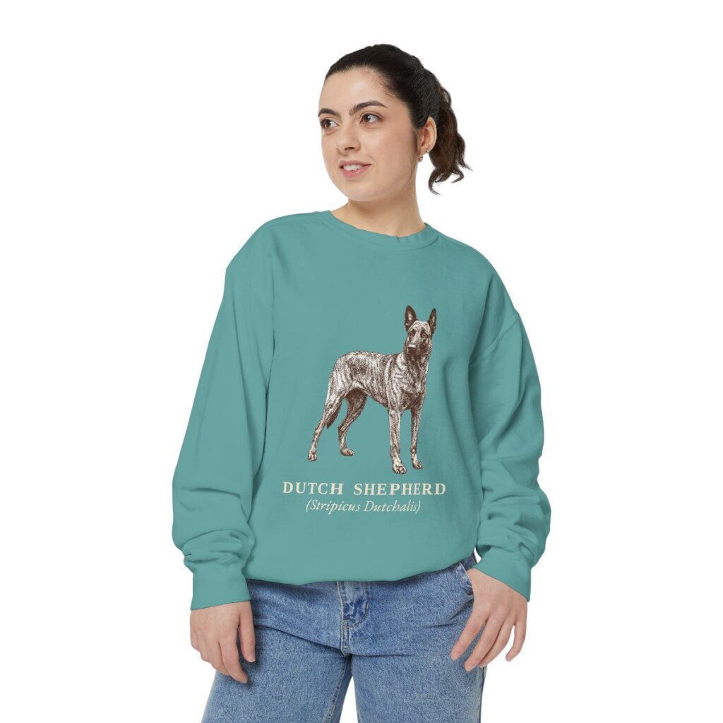 dutch-shepherd-sweatshirt-latin-seafoam-person-2-front Dutch Shepherd Latin Sweatshirt, Seafoam, person 2 front