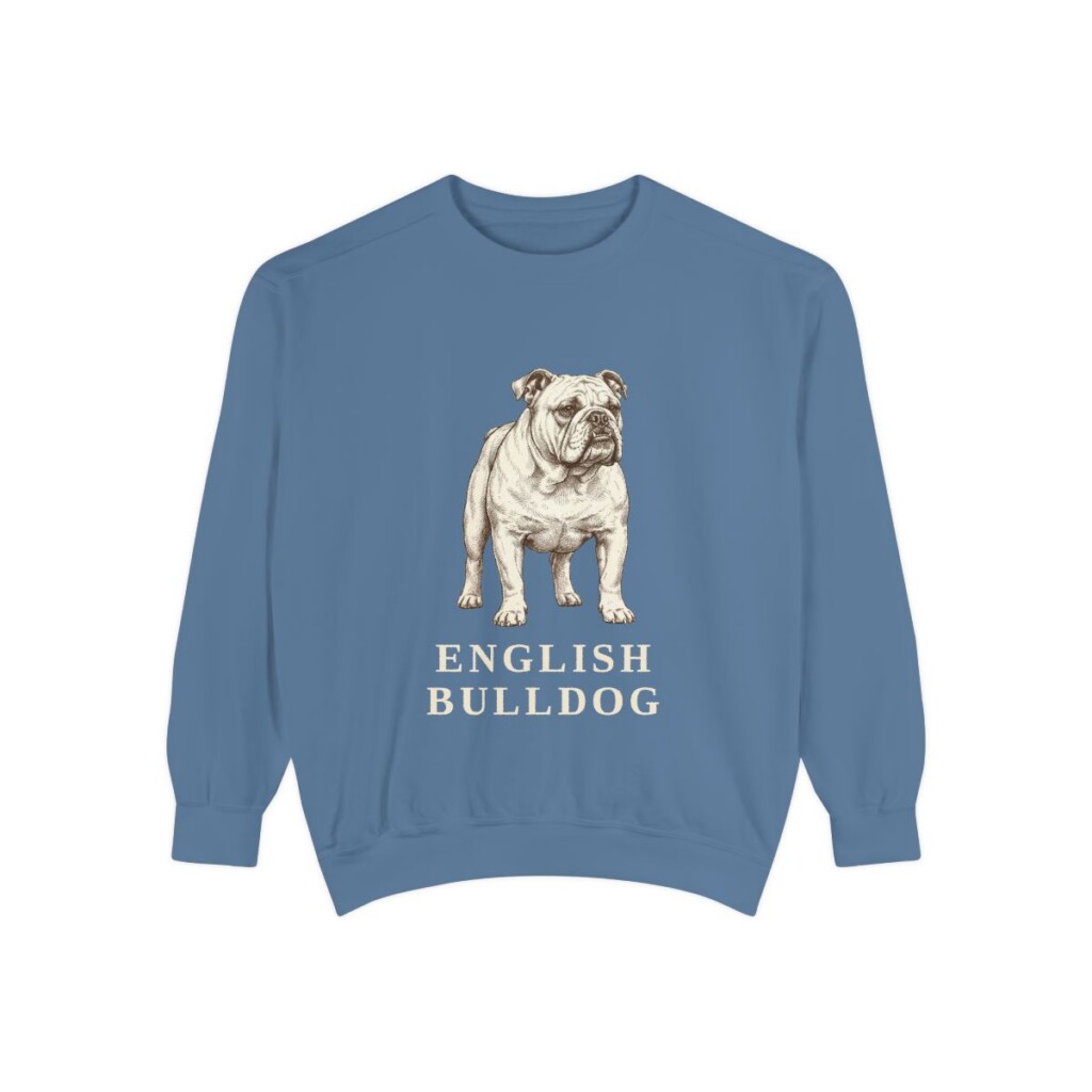 English Bulldog Sweatshirt, Blue Jean, front view