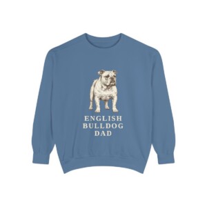 English Bulldog Dad Sweatshirt, Blue Jean, front view