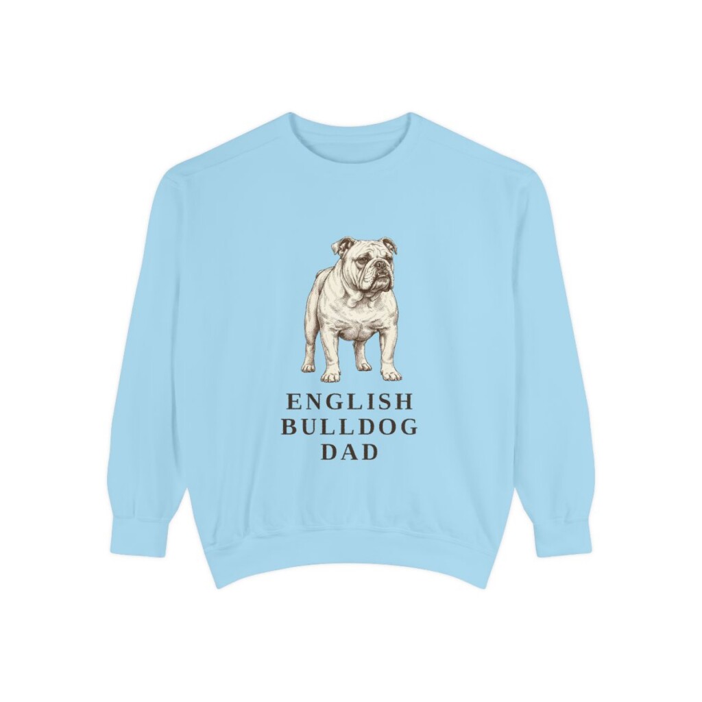 English Bulldog Dad Sweatshirt, Chambray, front view