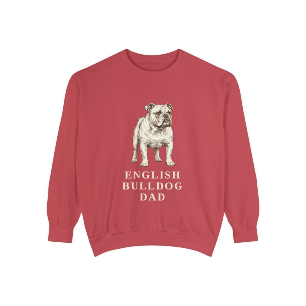 English Bulldog Dad Sweatshirt, Crimson, front view