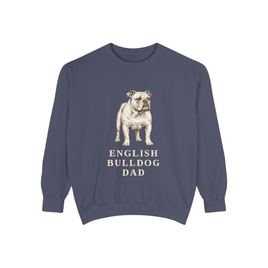 English Bulldog Dad Sweatshirt, Denim, front view