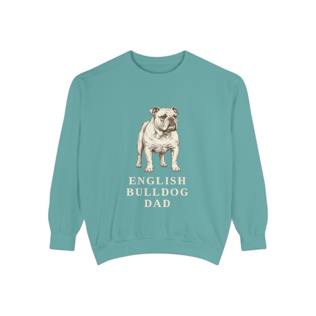 English Bulldog Dad Sweatshirt, Seafoam, front view