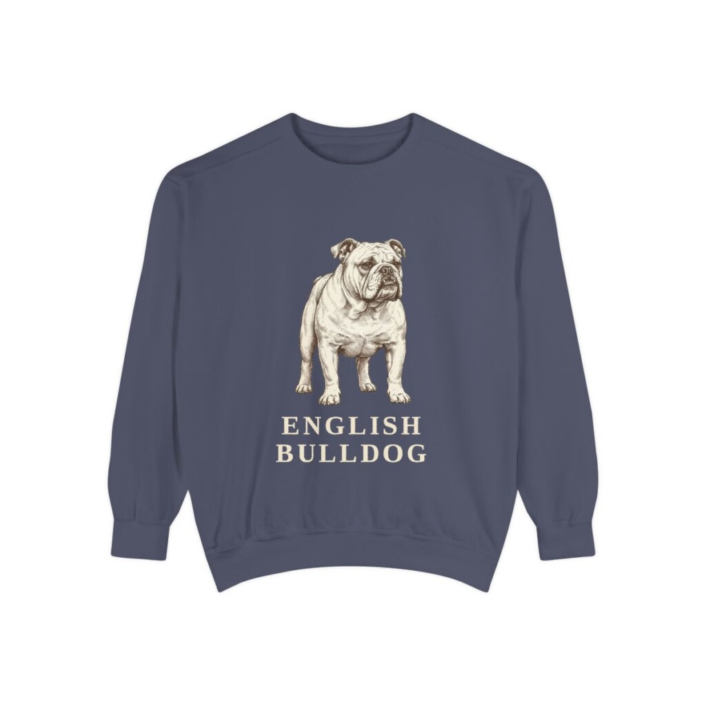 English Bulldog Sweatshirt, Denim, front view