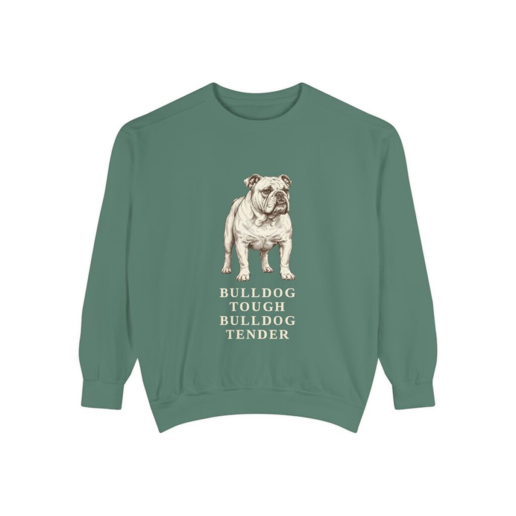 English Bulldog Humor Sweatshirt, Light Green, front view