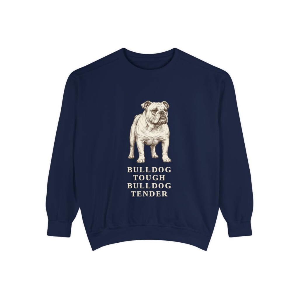English Bulldog Humor Sweatshirt, True Navy, front view