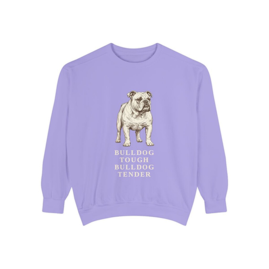English Bulldog Humor Sweatshirt, Violet, front view