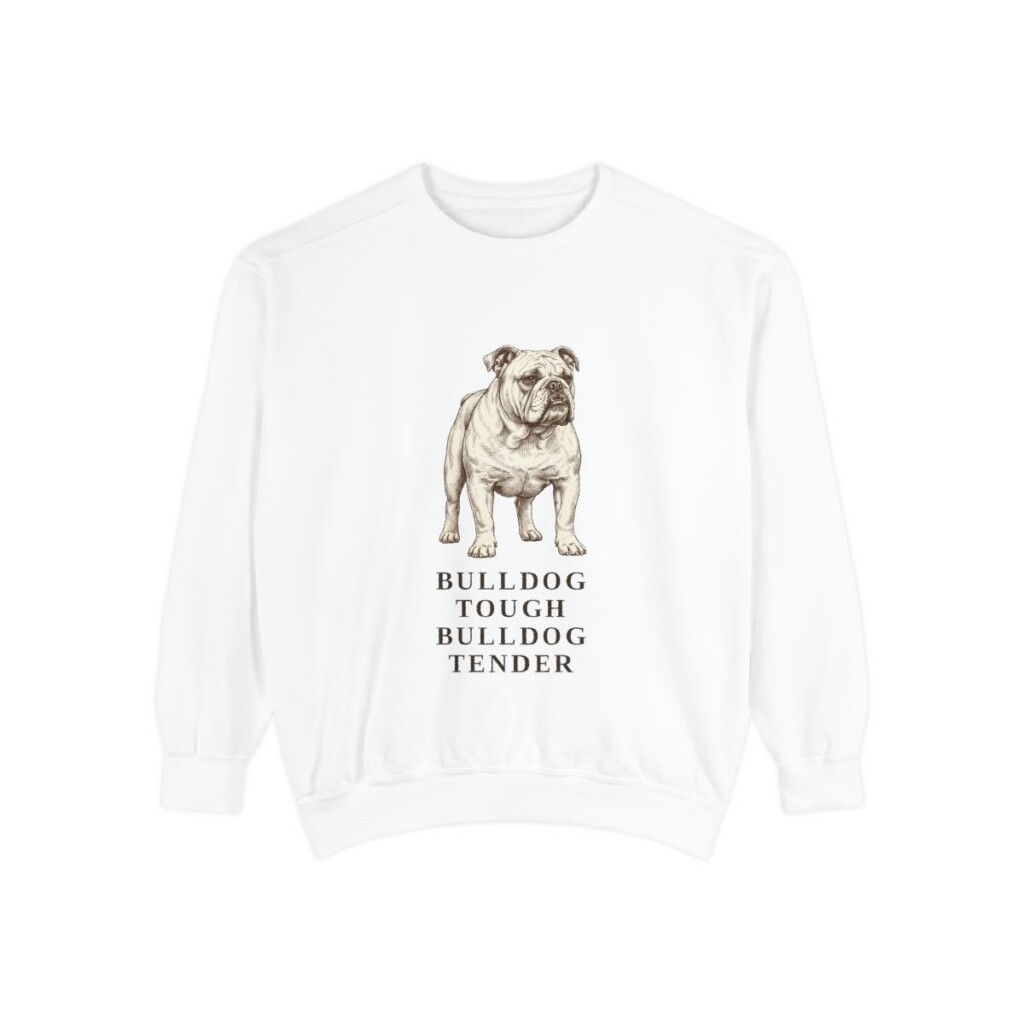 English Bulldog Humor Sweatshirt, White, front view