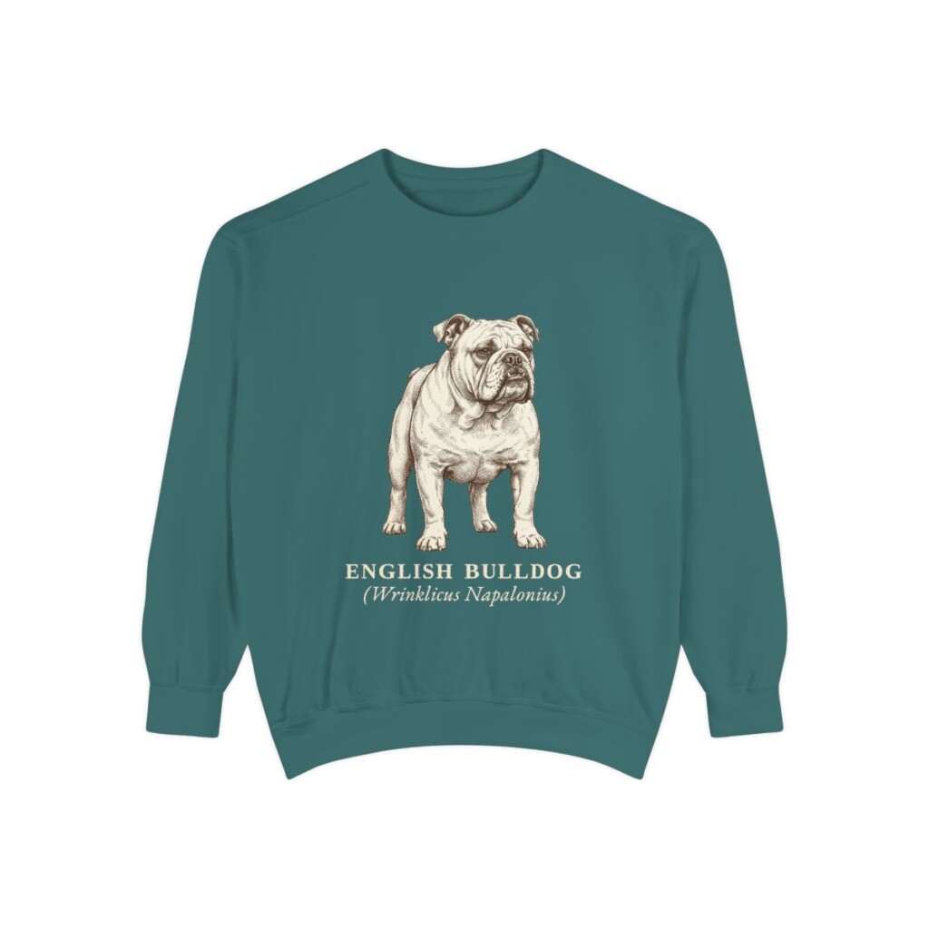 english-bulldog-sweatshirt-latin-blue-spruce English Bulldog Latin Sweatshirt, Blue Spruce, front view