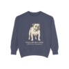 english-bulldog-sweatshirt-latin-denim English Bulldog Latin Sweatshirt, Denim, front view