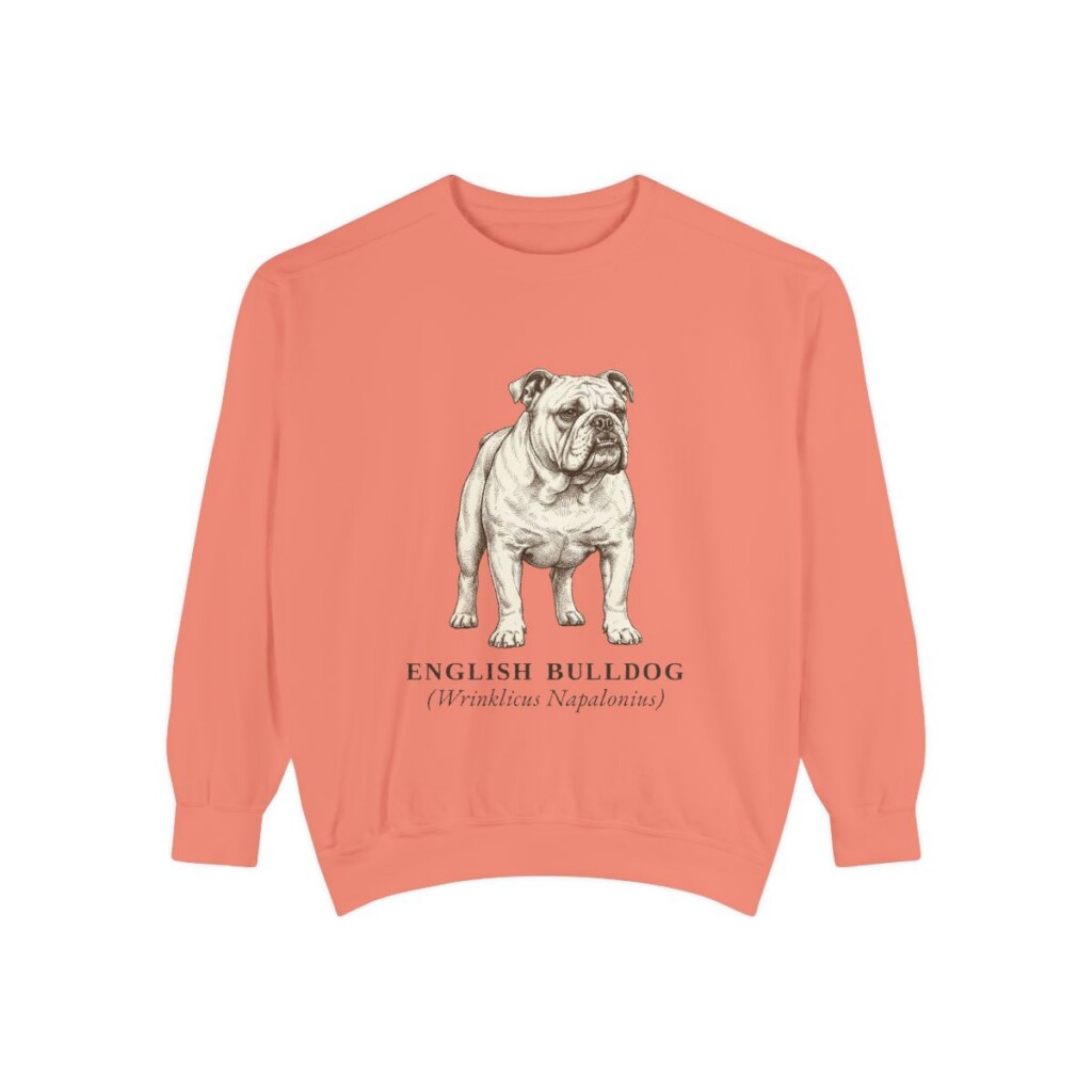 english-bulldog-sweatshirt-latin-terracotta English Bulldog Latin Sweatshirt, Terracotta, front view