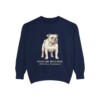 english-bulldog-sweatshirt-latin-true-navy English Bulldog Latin Sweatshirt, True Navy, front view