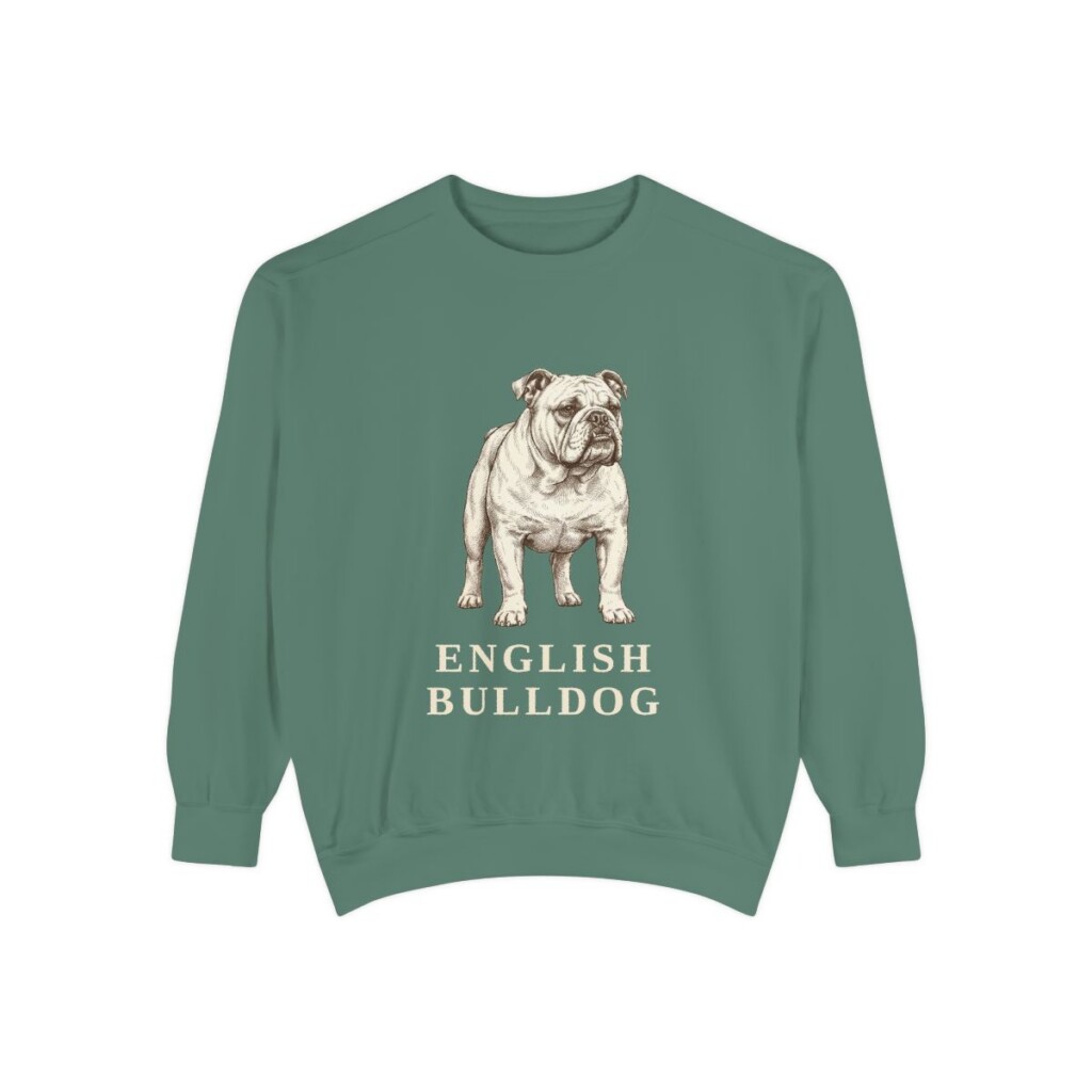English Bulldog Sweatshirt, Light Green, front view