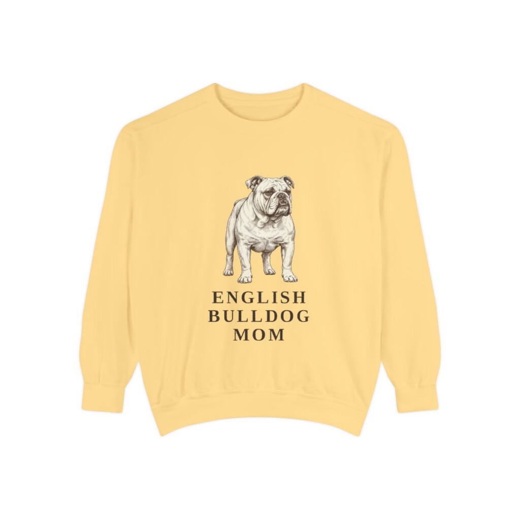 english-bulldog-sweatshirt-mom-butter English Bulldog Mom Sweatshirt, Butter, front view