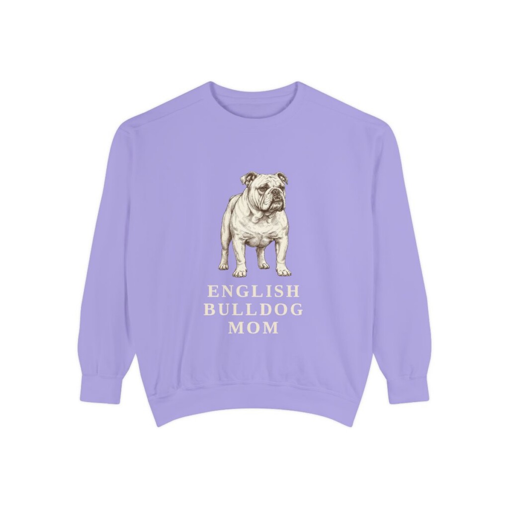 english-bulldog-sweatshirt-mom-violet English Bulldog Mom Sweatshirt, Violet, front view