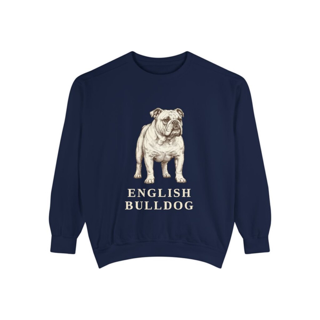 English Bulldog Sweatshirt, True Navy, front view