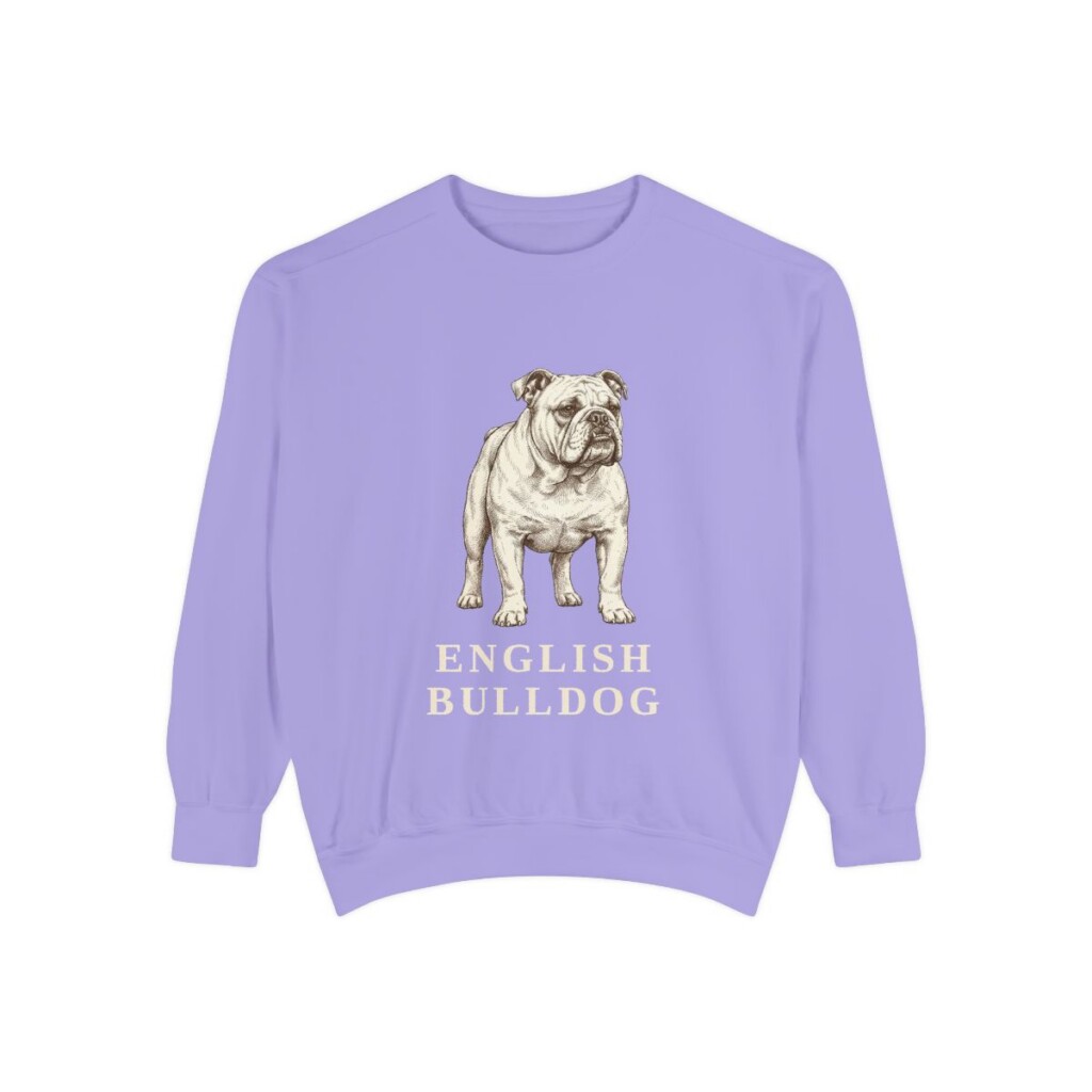 English Bulldog Sweatshirt, Violet, front view