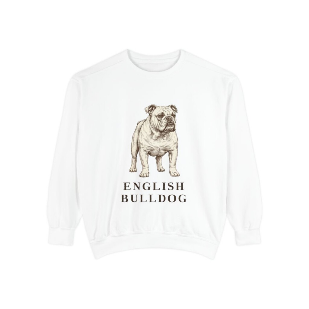 English Bulldog Sweatshirt, White, front view