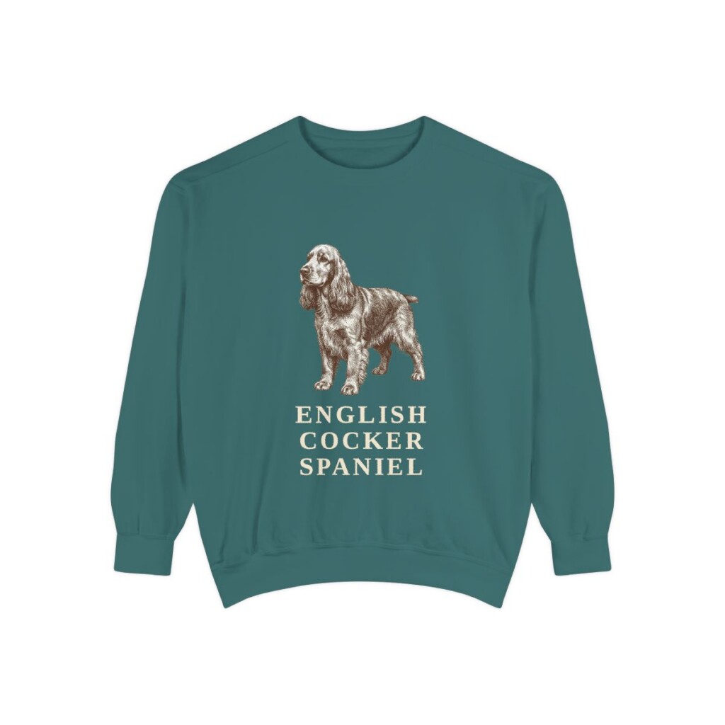 English Cocker Spaniel Sweatshirt, Blue Spruce, front view
