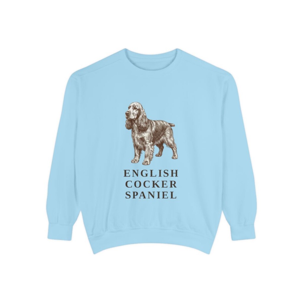 English Cocker Spaniel Sweatshirt, Chambray, front view
