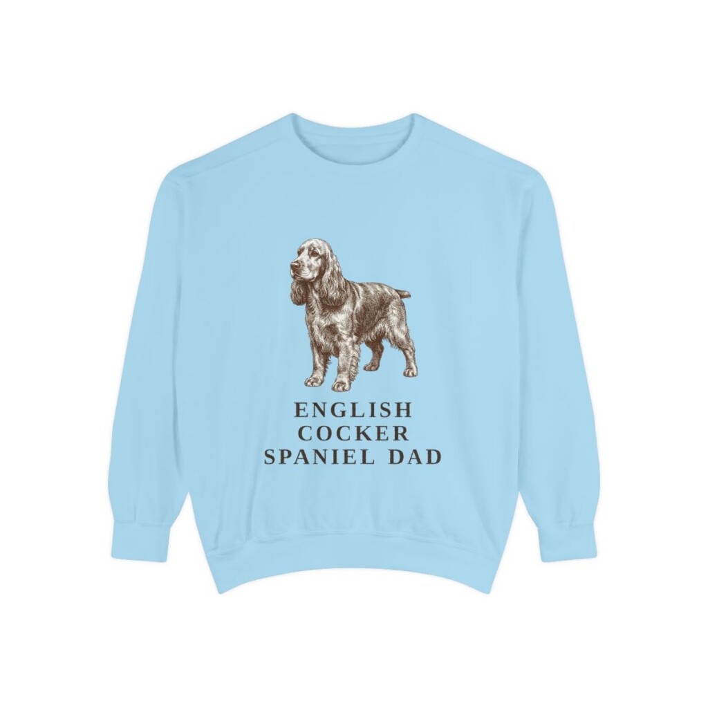 English Cocker Spaniel Dad Sweatshirt, Chambray, front view