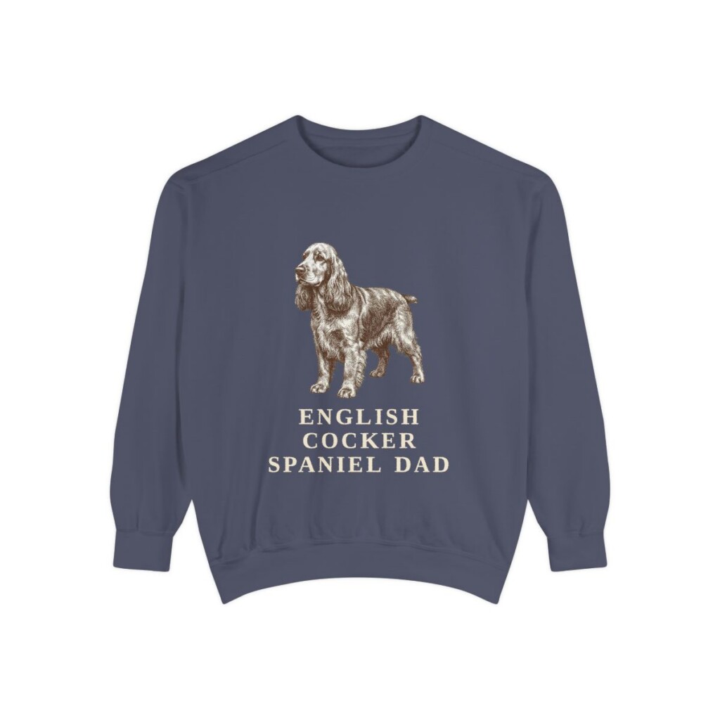 English Cocker Spaniel Dad Sweatshirt, Denim, front view