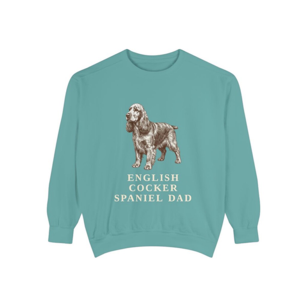 English Cocker Spaniel Dad Sweatshirt, Seafoam, front view