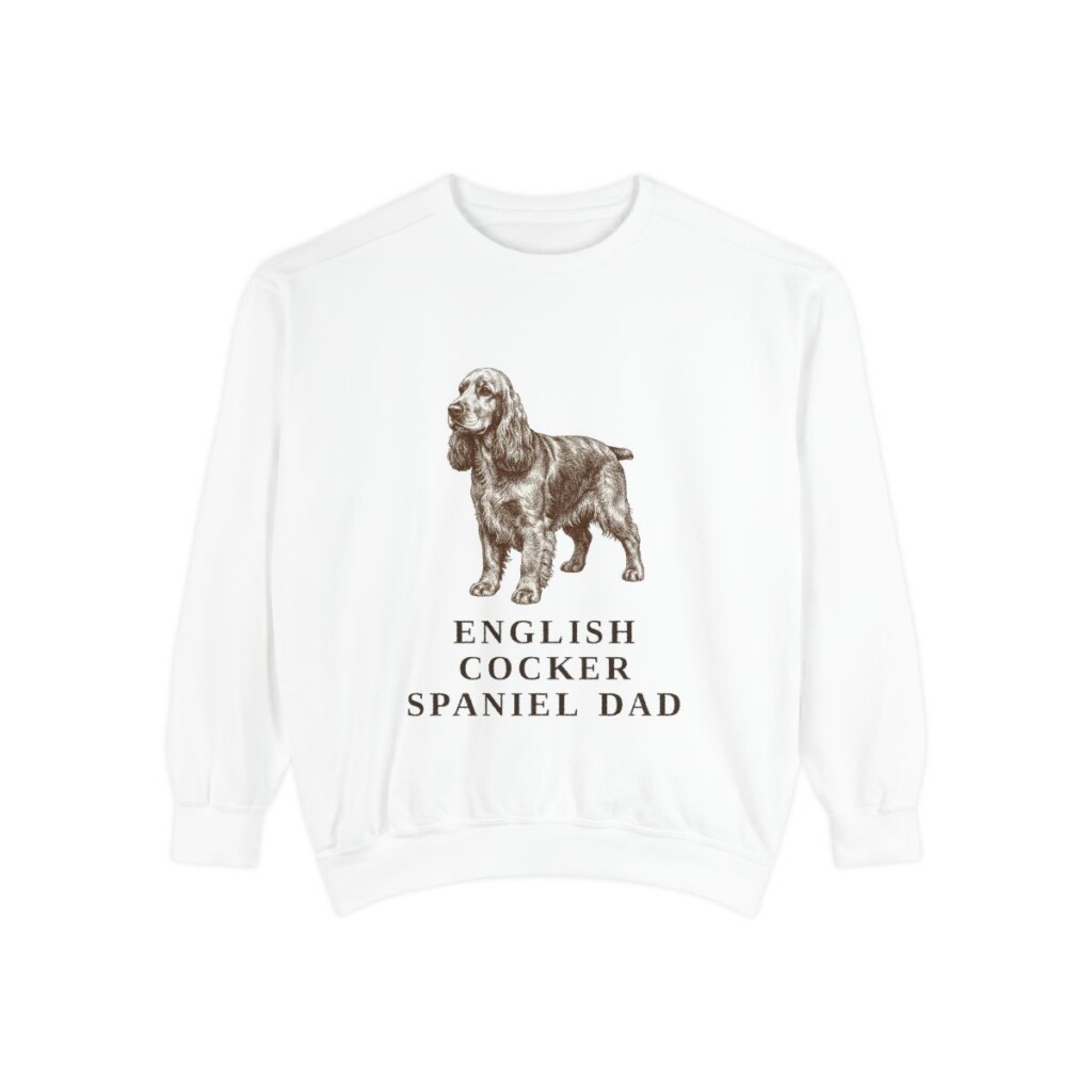 English Cocker Spaniel Dad Sweatshirt, White, front view