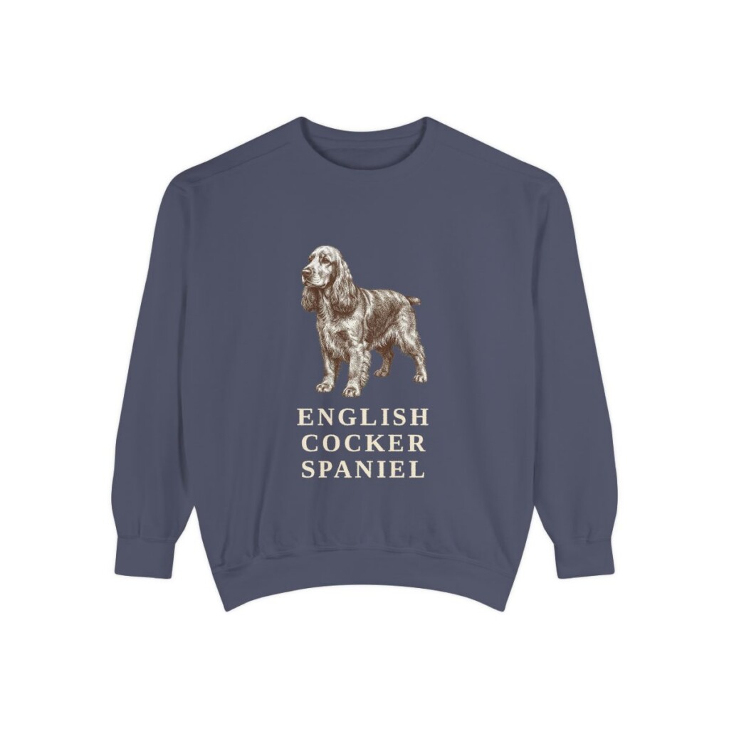 English Cocker Spaniel Sweatshirt, Denim, front view