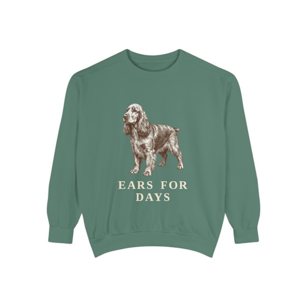 English Cocker Spaniel Humor Sweatshirt, Light Green, front view