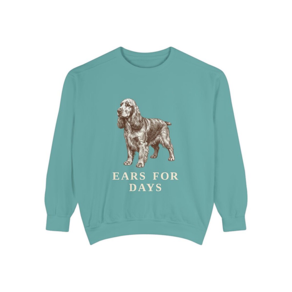 English Cocker Spaniel Humor Sweatshirt, Seafoam, front view