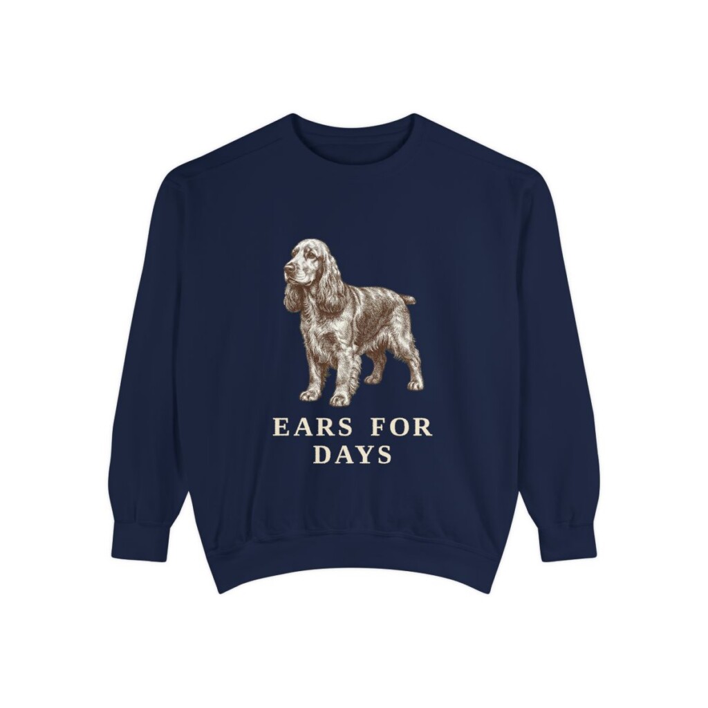 English Cocker Spaniel Humor Sweatshirt, True Navy, front view