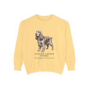 English Cocker Spaniel Latin Sweatshirt, Butter, front view