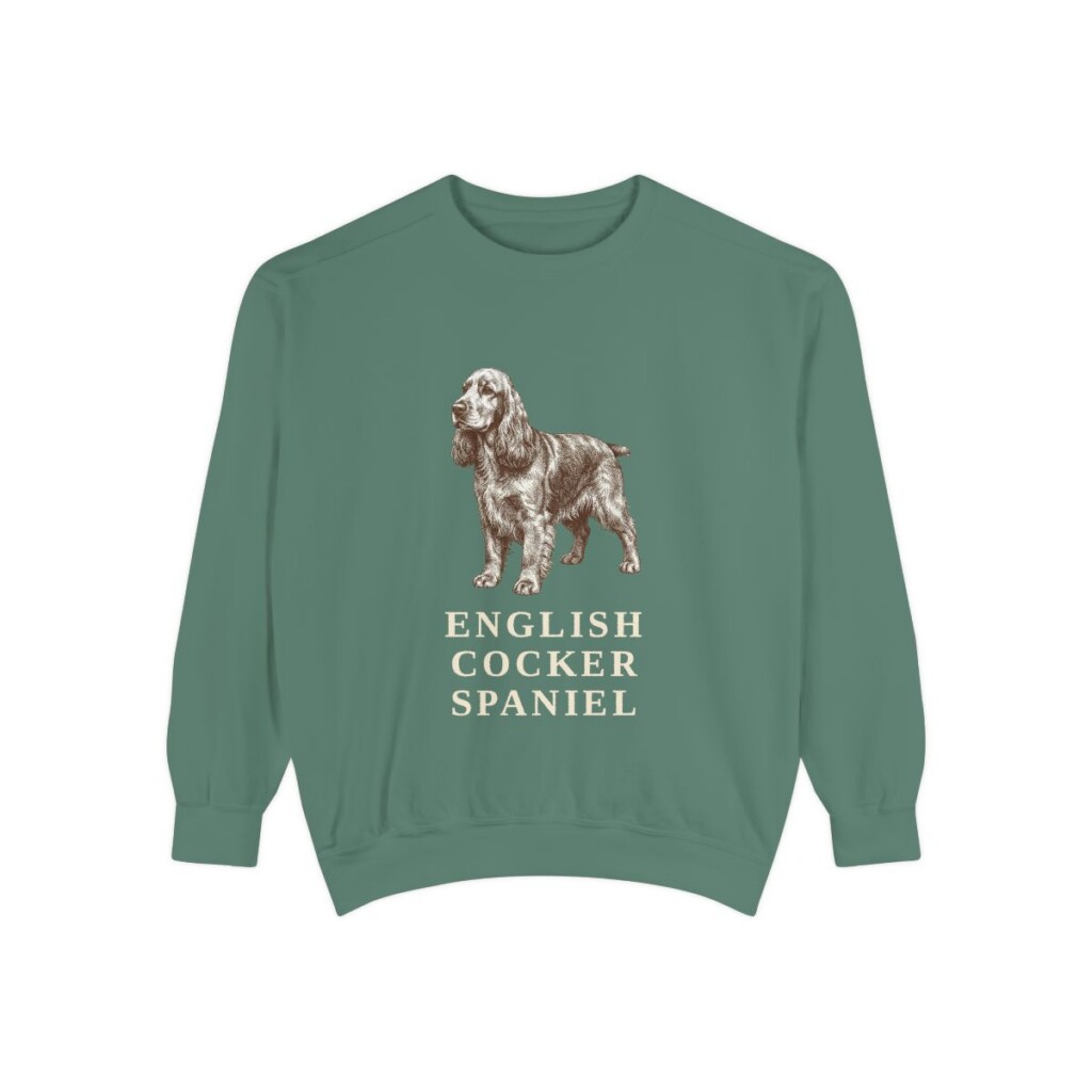 English Cocker Spaniel Sweatshirt, Light Green, front view
