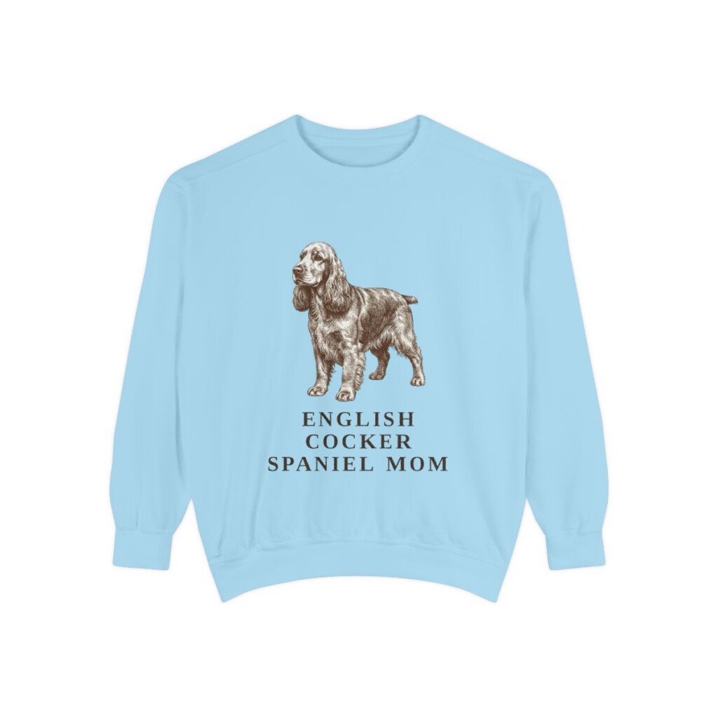 English Cocker Spaniel Mom Sweatshirt, Chambray, front view