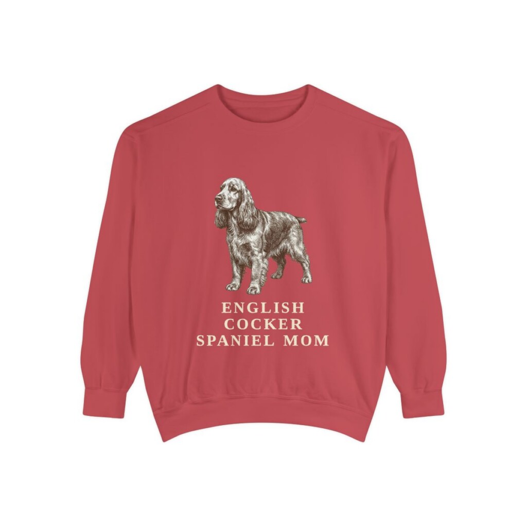 English Cocker Spaniel Mom Sweatshirt, Crimson, front view