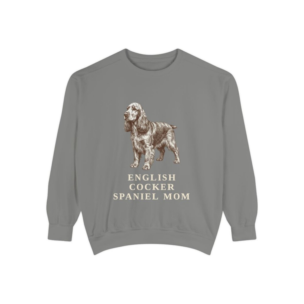 English Cocker Spaniel Mom Sweatshirt, Grey, front view